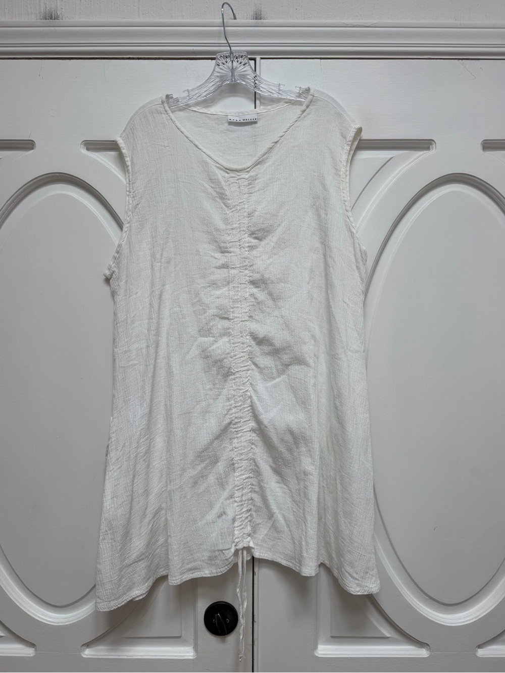 bryn Walker White Sleeveless Gathered-Back Tank Top